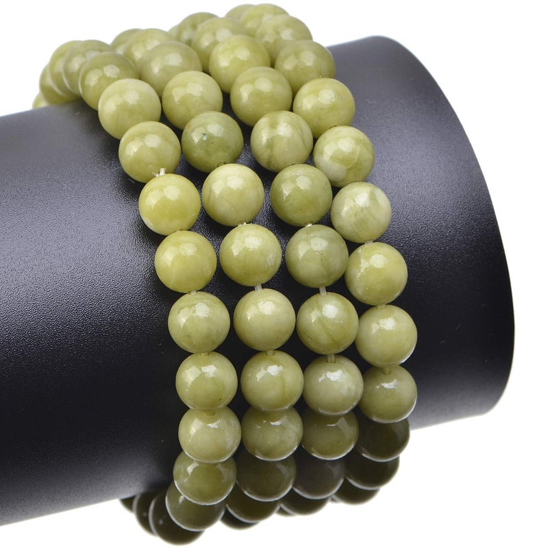 LPBeads 100PCS 8mm Natural Green Jade Beads Gemstone Round Loose Beads for Jewelry Making with Crystal Stretch Cord - Image 4